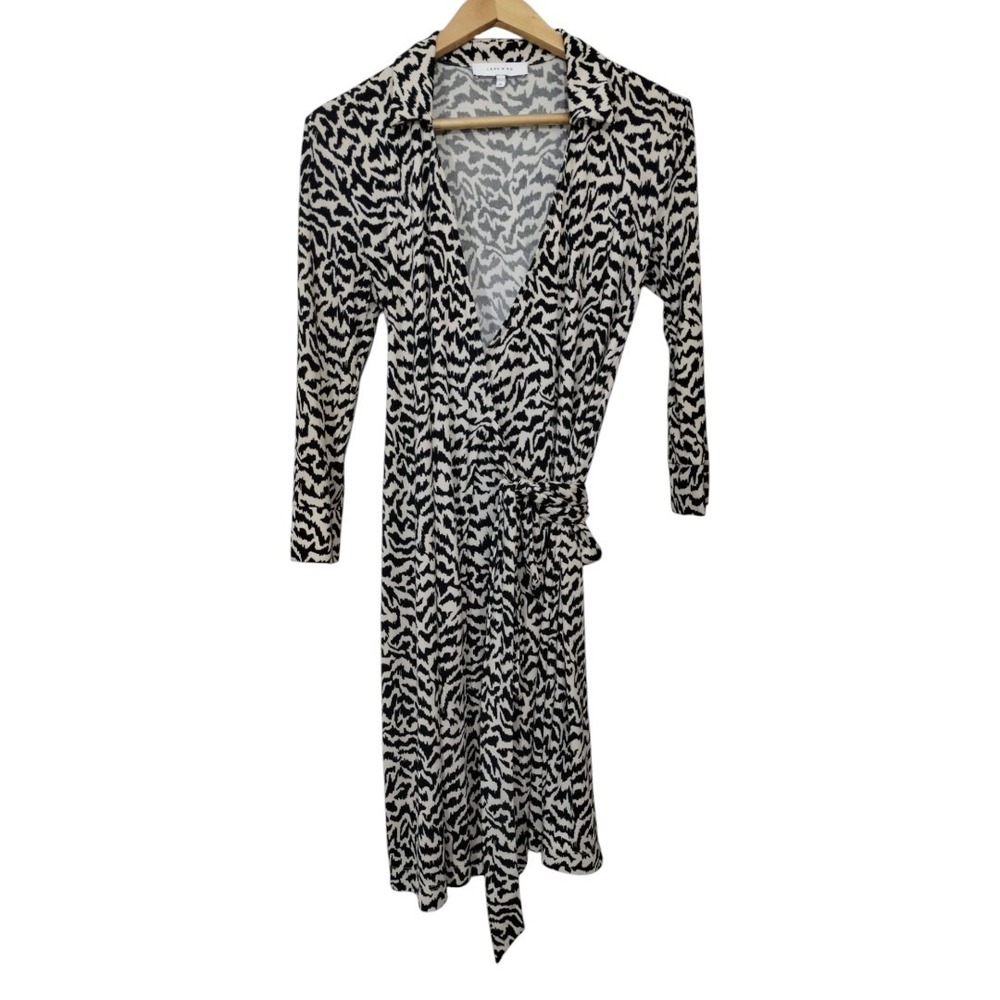 LARK & RO Women's Size M Wrap Zebra 3/4 Sleeve Stretch Dress